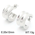 Boucles d'oreilles tendance en acier inoxydable en forme de C, fini argent poli, 20x12mm - Style Lisse Épais Couleur Acier (KE114927-K)