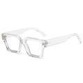 Occhiali da sole quadrati retrò trasparenti con eleganti rivetti dorati e montatura lucida - Trasparente/Bianco