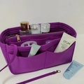 Purple felt organizer bag with multiple compartments and a secure zipper closure - Purple; 21*11*13cm Center Zipper Style