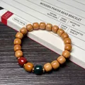 Bracelet bouddhiste en bois de santal avec lotus et perles colorées décoratives - Santal Xinshan 8mm Perles Trois Couleurs Style Ancien
