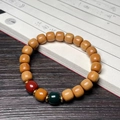 Buddhist sandalwood lotus bead bracelet with gold accents and colorful spacers - Sandalwood 8x9mm Multicolor Classic Beads