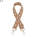 Detail of adjustable rhombus pattern fabric strap with gold metal buckle and swivel hooks - Gold Buckle / S-2 Brown
