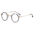 Occhiali rotondi vintage in tartaruga grigia con eleganti aste in metallo oro chiaro - Lente Piana Anti-Luce Blu / Montatura maculata grigia lenti trasparenti