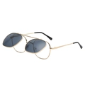 Lunettes de soleil steampunk à double couche avec monture en métal doré et verres gris - Monture Dorée Verres Gris