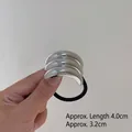 Minimalist silver mirror metal hair tie with black elastic band, 4.0cm x 3.2cm sleek design - 3-Tier Silver