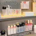 Wall-mounted white translucent organizer box for lipsticks and brushes in bathroom - 1 Set (3 Compartments)