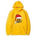 Gelber Weihnachts-Hoodie mit HO HO HO-Print und Kängurutasche aus Baumwollstrick - Gelb