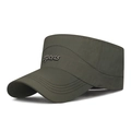 Army green quick-dry cadet cap for men with sports embroidery and flat top design - Adjustable / Army Green
