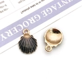 Enamel shell charms in black and gold finish for DIY jewelry and keychains - Black Shell