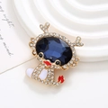 Golden dragon alloy charm with a large oval blue rhinestone and crystal accents - Gold Base Dark Blue (D2252)