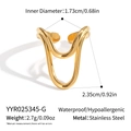 Détails de la bague en U en acier doré avec dimensions et poids de 2,7 grammes - Réglable / Style Ouvert en U (YYR025345-G)