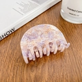 Elegant Morandi purple marbled acetate hair claw clip on a dark wood background - 6.8cm / Pink Purple