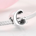 S925 sterling silver alphabet G charm bead on a chain with a high-polished finish - Letter G