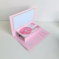 Pink vintage gramophone 3D pop-up card featuring a retro vinyl record player design - 60s Recordable / Pink Gramophone Card