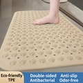 Tappetino da bagno antiscivolo in TPE beige con trama a ciottoli, fori di scarico e grip doppio - 50x80cm / Cachi - Modello Comfort