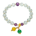 Kids pink crackle crystal bracelet with light green beads and purple accents - Colorful Bead Style 3 / Light Green