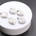 Set of five heart-shaped white turquoise stone pendants with silver metal loops - Synthetic White Jasper