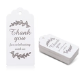 Etiqueta de regalo blanca con corona marrón y texto Thank you for celebrating with us - 4.4*9.5cm / Blanco