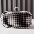 Elegante borsa da sera argentata con strass scintillanti e manico superiore rotondo - Nero