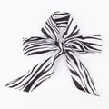 Long zebra print bow hair tie and bag ribbon accessory in sleek black and white satin - S81-Black White Zebra Pattern