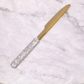 Couteau de table luxe en acier doré 304 avec manche scintillant en cristaux argentés - Couteau de Table / Doré