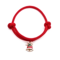 Bracciale natalizio in corda rossa con ciondolo a campana dorata e smalto colorato - Campana di Natale
