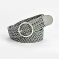 Braided wax rope belt in grey color with a silver round buckle for casual styling - Gray