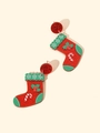 Sparkly Christmas stocking stud earrings with red sequins and green holly details - 925 Sterling Silver Earring Post/Acrylic / Red Sequin Christmas Sock (53#)