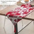 Christmas table runner with red elk and snowflake patterns with tassels, 35x200cm size - 35x200cm / Christmas Tree Elk Style