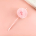 Stylo à bille mignon avec pompon rose et oreilles de chat sur un fond rose pastel - Rose