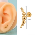 Golden 316L stainless steel labret stud with 11mm curved metal bead cluster design - Seven Curved Beads Style (12)