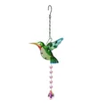 Green hummingbird crystal suncatcher with rainbow prisms and metallic hanging chain - Green Hummingbird-AB Color Net Leaf