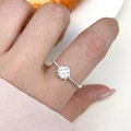 Minimalist s925 silver ring featuring square texture and twisted rope band style - Waffle