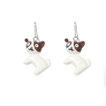 Cartoon dog earrings with cute enamel design and heart tassel detail for women - White Brown Cartoon Dog