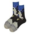 Herren-Crew-Socken mit Astronauten- und Planetenmotiven in Schwarz und Blau - 39-46 / 3651C/Astronaut Saturn