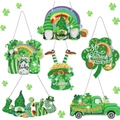 Set da 6 portachiavi fai-da-te pittura a diamante San Patrizio con gnomi e trifogli - Set di 6 Insegne da Appendere San Patrizio