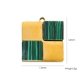 14K gold plated stainless steel square charm with green striped natural stone - Green Striped Stone / 16 Square Stone