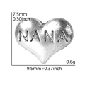 Silver heart-shaped floating charm with NANA engraving for DIY charm bracelets - Silver Heart-NANA
