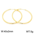 Polished golden stainless steel hoop earrings in 40x2mm size for women - 40x2mm / Gold