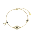 Elegant gold S925 silver evil eye bracelet with blue stones and horseshoe charm - Horseshoe Evil Eye / Gold