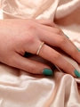 Minimalist adjustable gold ring with small white zircons on champagne satin background - SE745 Inlaid Diamond Closed Ring