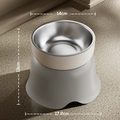 Gray elevated pet bowl with 14cm stainless steel inner bowl and ergonomic neck protection - Stainless Steel Grey