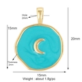 Ciondolo in rame con smalto celeste e motivo luna dorata con dettagli dimensionali - Luna / Blu Ciano
