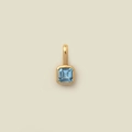 Titanium steel square light blue birthstone pendant in polished gold bezel setting - December Pendant (Tanzanite Blue)