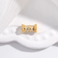 Macro shot of gold cylinder charm with sparkling white zircon stones for jewelry making - Type D Gold Plated White Zircon / 6*10.5mm