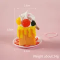 Miniature yellow square cake keychain with white cream and pink strap for backpacks - Yellow Cream with Pink Phone Strap