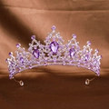 Elegant bridal crown with purple rhinestones and silver alloy base on silk background - Silver Purple
