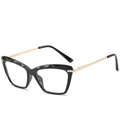 Faceted cat-eye black and gold anti-blue light glasses frame with sleek metal temples - Bright Black Frame Anti-Blue Light