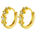 Elegante goldene Stern-Creolen mit weißen Zirkonia-Akzenten im symmetrischen Minimalismus - 4# Stern Creolen