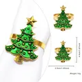 Christmas tree napkin ring with green enamel finish and gold metal base decoration - Christmas Tree (82)